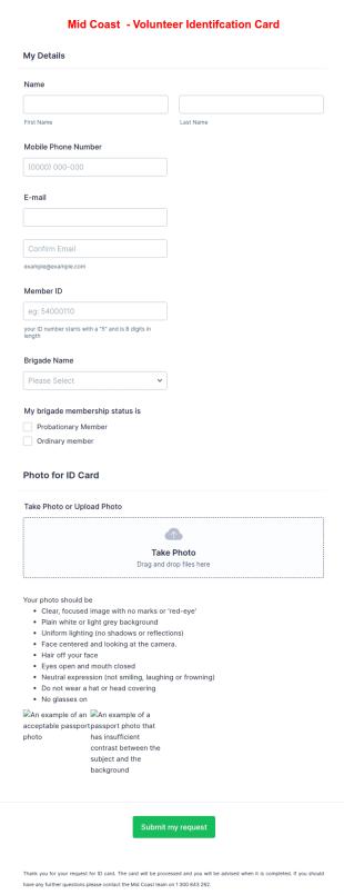 Member ID Card Application Form Template