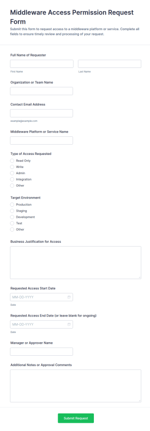 Middleware Access Permission Request Form Template