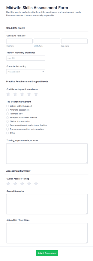 Midwife Skills Assessment Form Template