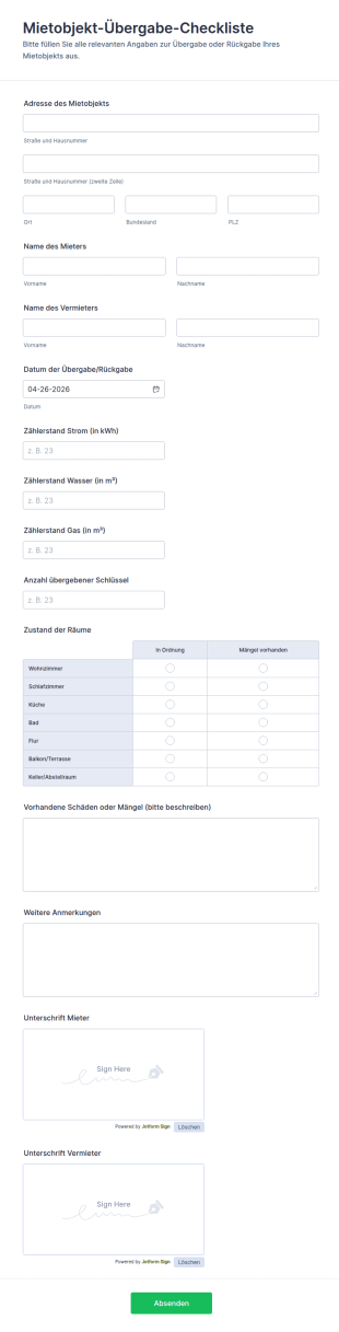 Mietcheckliste Formular 🏡