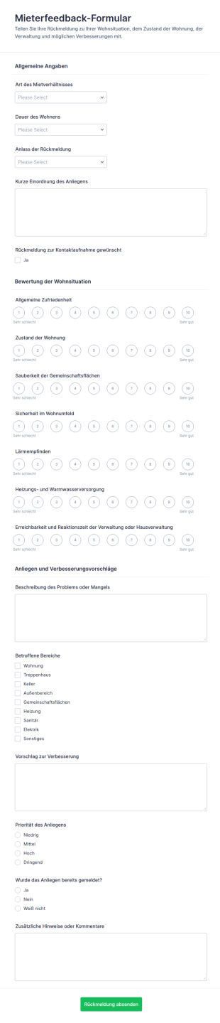 Mieterfeedback Umfrage