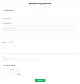 Mieterhöhung Formular Form Template