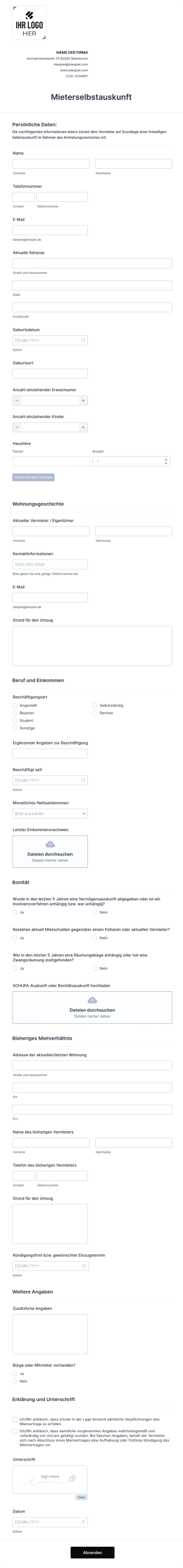 Mieterselbstauskunft