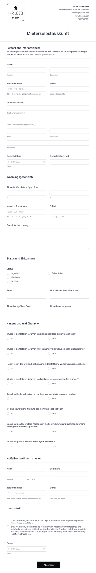 Mieterselbstauskunft