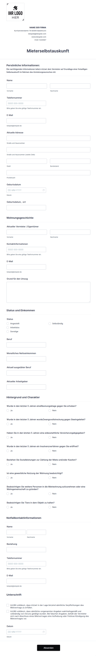 Mieterselbstauskunft