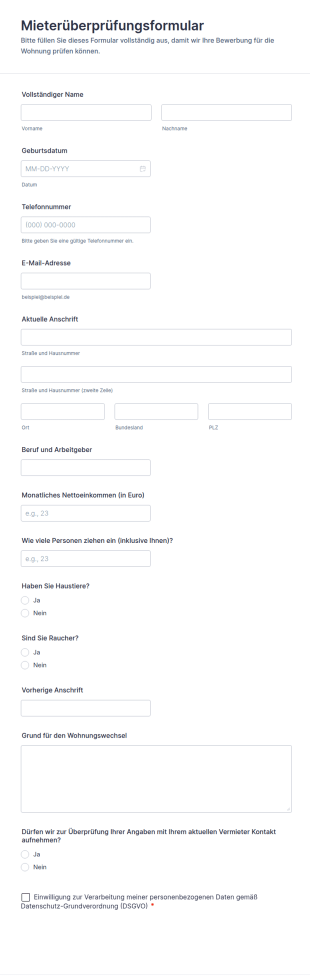 Mieterüberprüfungsformular