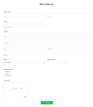 Mietzahlungsformular Form Template