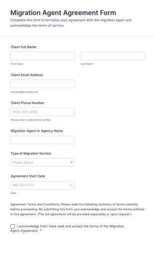 Migration Agent Agreement Form Template