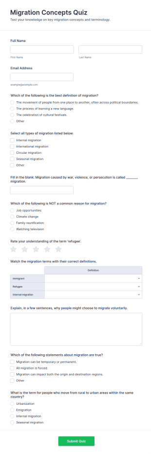 Migration Concepts Quiz Form Template