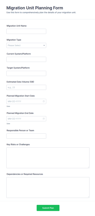 Migration Unit Planning Form Template