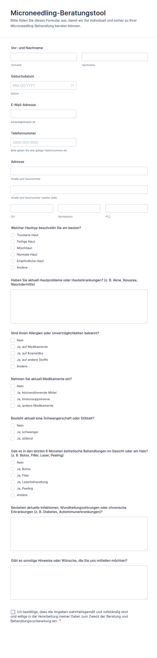 Mikroneedling Beratung Formular