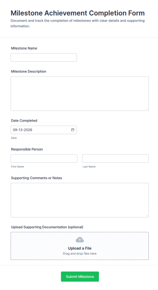 Milestone Achievement Completion Form Template