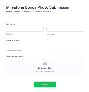 Milestone Bonus Photo Submission Form Template