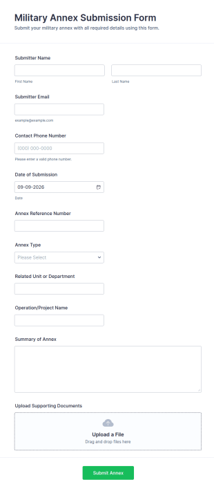 Military Annex Submission Form Template