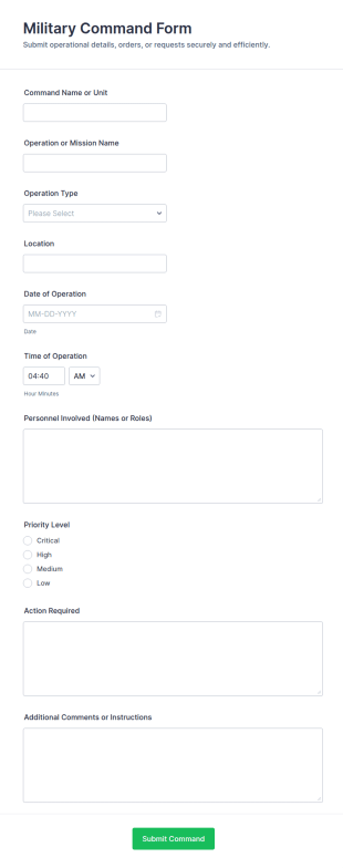 Military Command Form Template