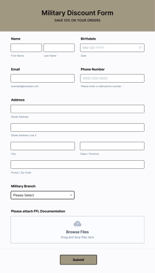 Military Discount Form Template