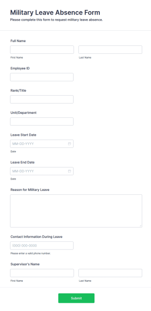 Military Leave Absence Form Template