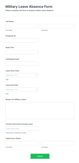 Military Leave Absence Form Form Template