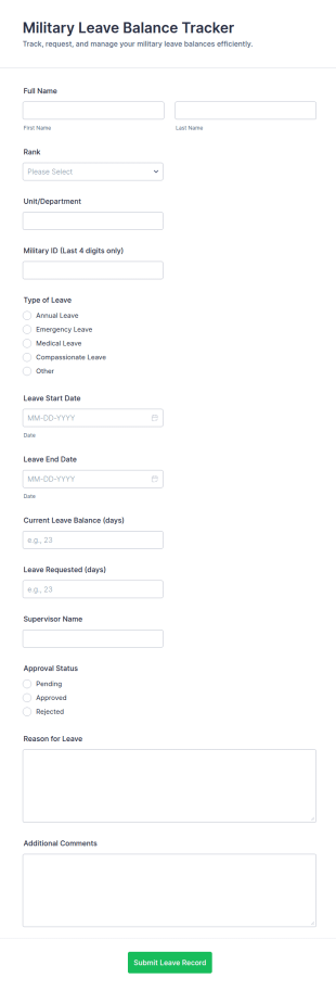 Military Leave Balance Tracker Form Template