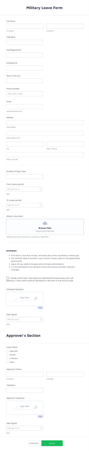 Military Leave Form Template