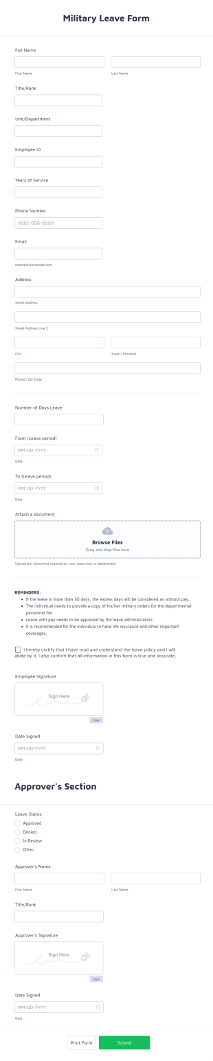 Military Leave Form Template
