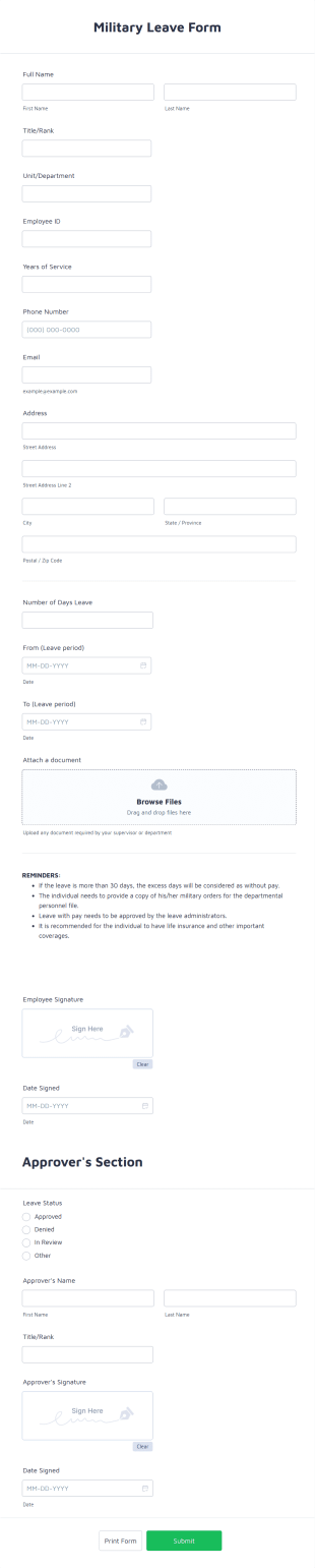 Military Leave Form Template