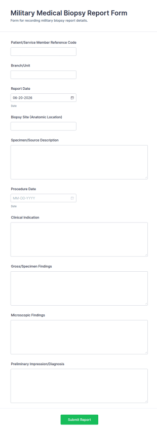 Military Medical Biopsy Report Form Template