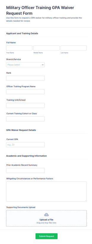 Military Officer Training GPA Waiver Request Form Template