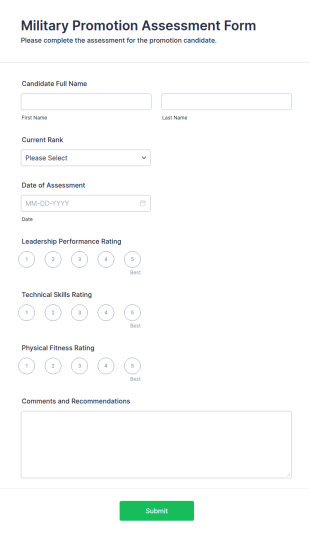 Military Promotion Assessment Form Template