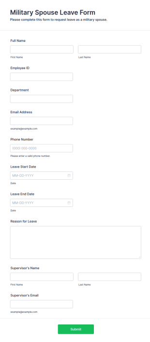 Military Spouse Leave Form Template