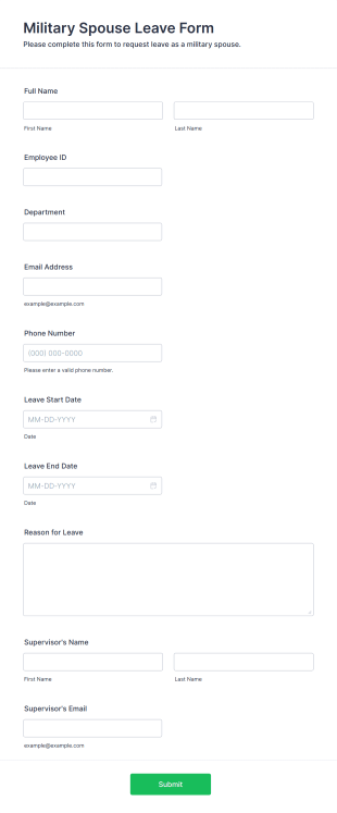 Military Spouse Leave Form Form Template