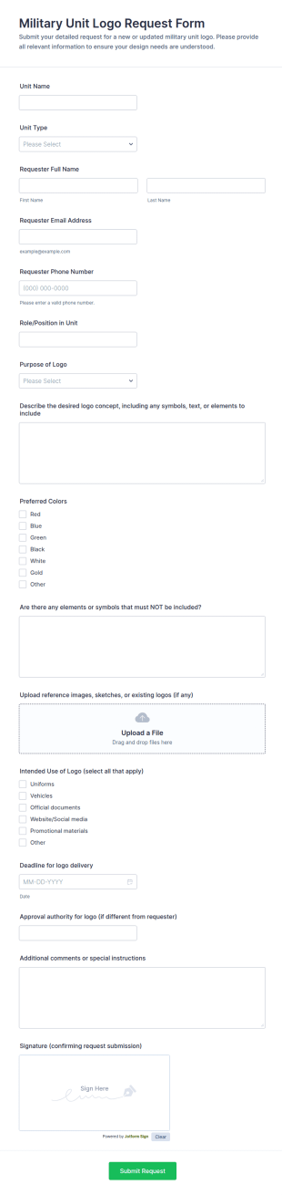 Military Unit Logo Request Form Template