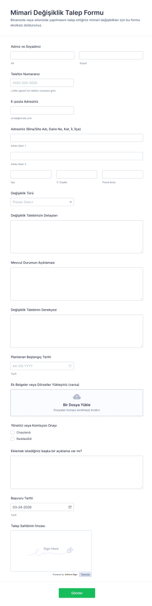Mimari Değişiklik Talep Form Şablonu