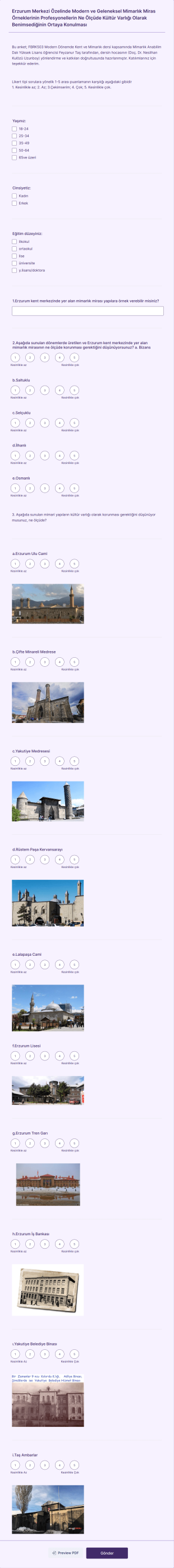 Mimari Miras Anketi Form Şablonu