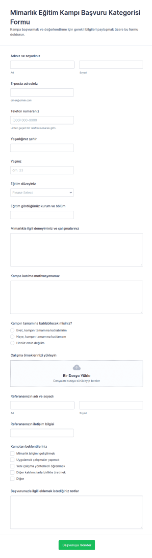 Mimarlık Eğitim Başvuru Form Şablonu