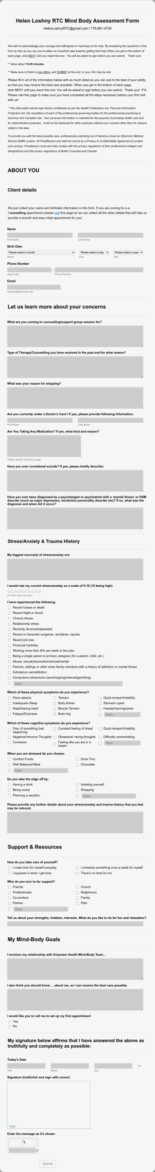Medicine Assessment Form Template