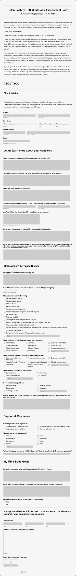 Medicine Assessment Form Template