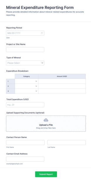 Mineral Expenditure Reporting Form Template