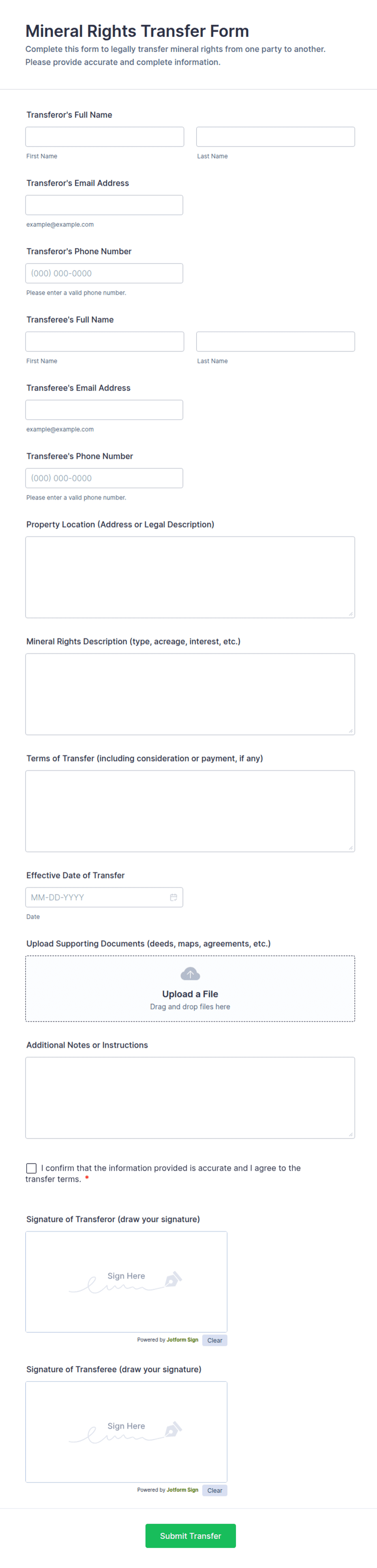 Mineral Rights Transfer Form Template | Jotform