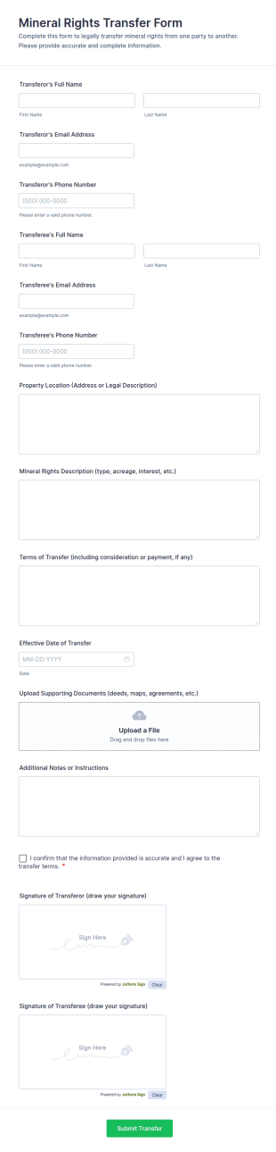 Mineral Rights Transfer Form Template