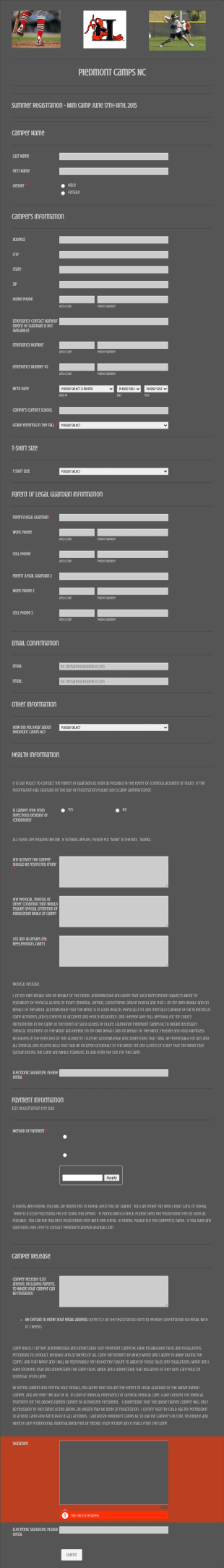 Summer Sports Registration Form Template