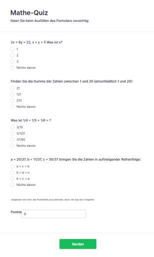 Mini Mathe Quiz