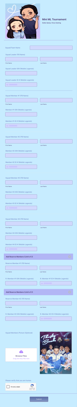 ML Tournament Registration Form Template