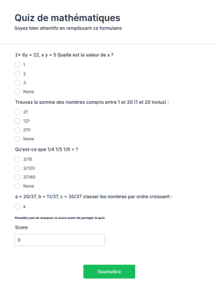 Mini Quiz De Maths