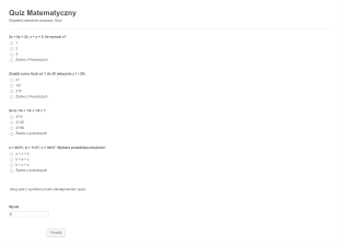 Mini Quiz Matematyczny Form Template