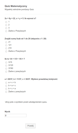 Mini Quiz Matematyczny