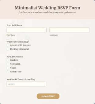 Minimalist Wedding RSVP Form Template