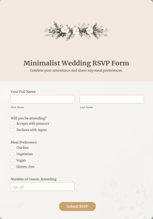 Minimalist Wedding RSVP Form Template