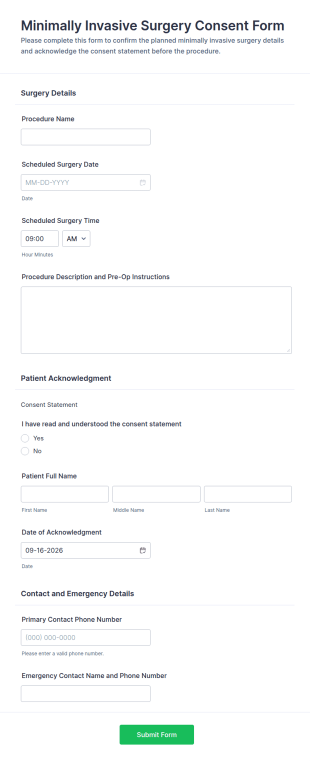 Minimally Invasive Surgery Consent Form Template