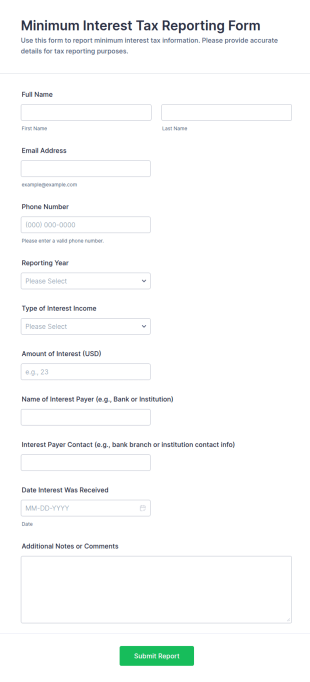 Minimum Interest Tax Reporting Form Template